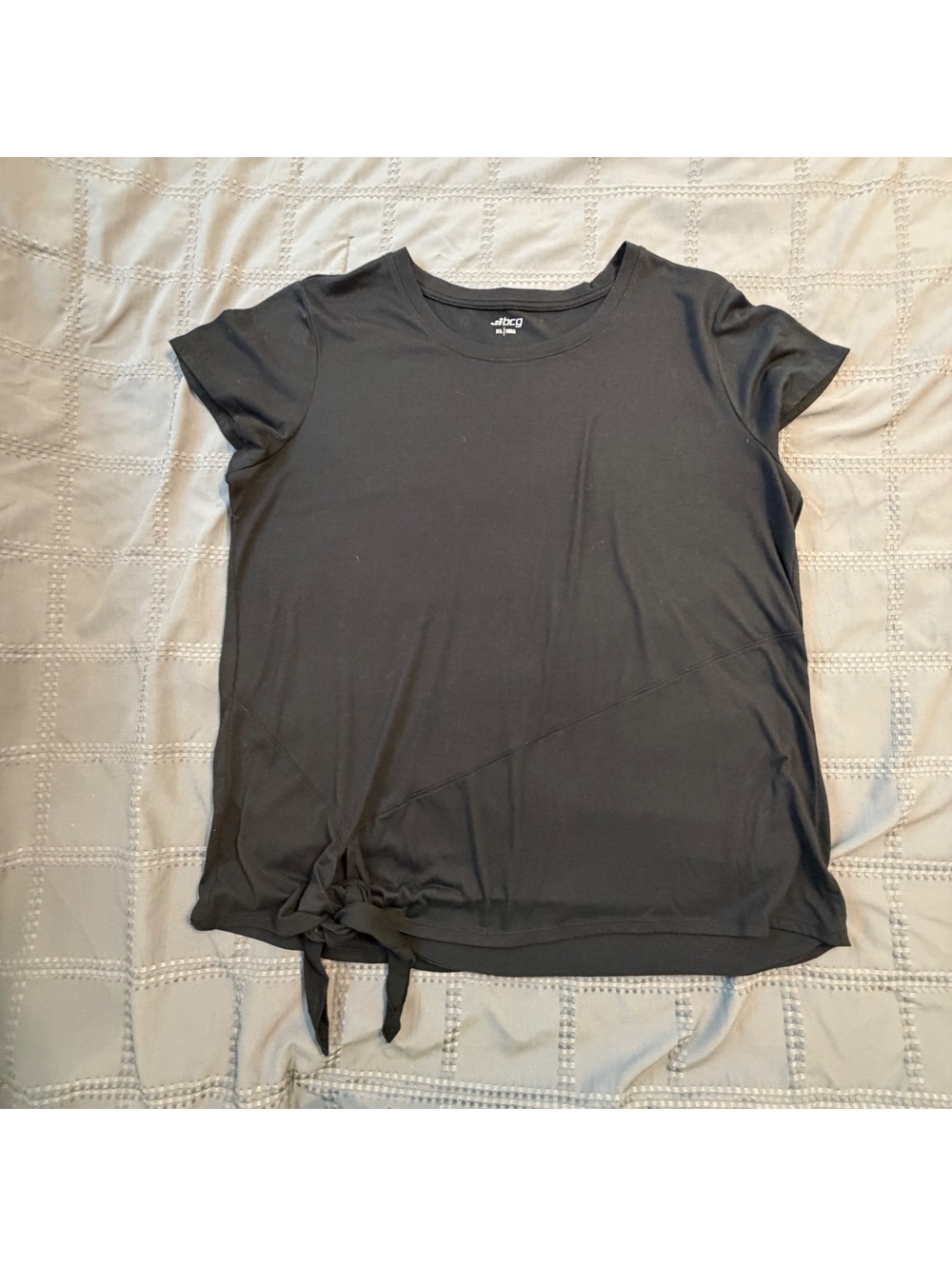 bcg Women's Black Short Sleeve Top with Tie Detail Size XL / Athleisure